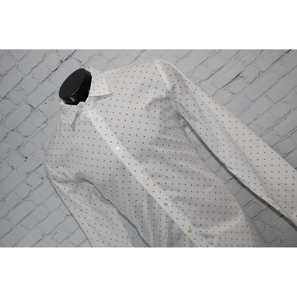 Banana Republic Dress Shirt Mens XL White Micro Floral Long Sleeve Standard Fit